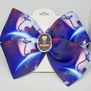 Blue and White Pennywise Print Hair Bow